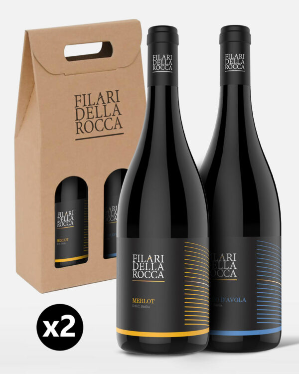 2-faschen-Wein-Geschenkbox-nerodavola-merlot-filari-della-rocca-Einzelflaschen